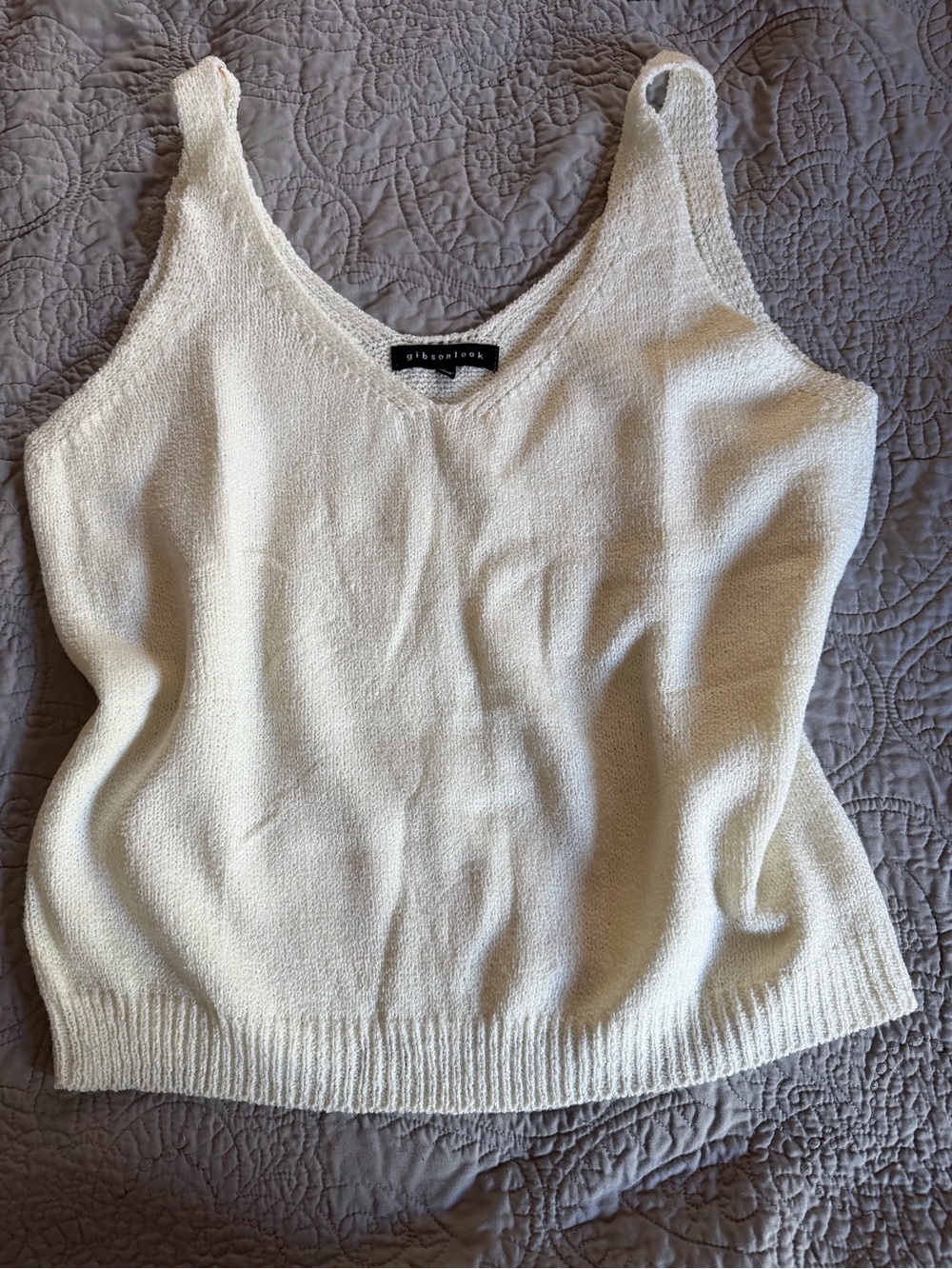 Gibsonlook Cream Knit V-Neck Tank Top